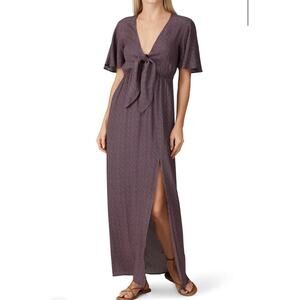 Charli Women's Svea Knot Front Maxi Dress Size 4 Taupe Purple Crepe
